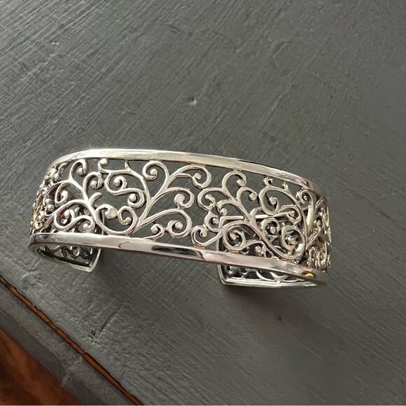 925 Sterling Silver Scroll Cuff Bracelet - Picture 5 of 10